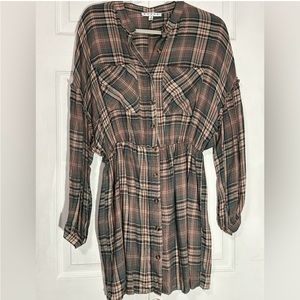 Plaid longsleeve mini dress